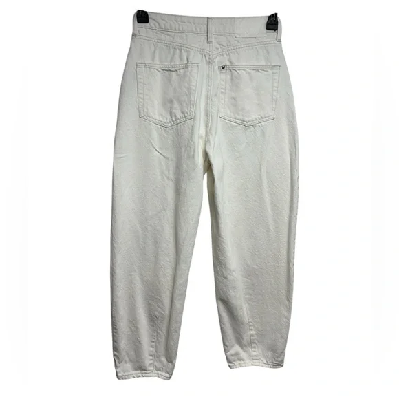 H&M High Rise Barrel Leg Jeans – Cream, Size 4 - Picture 5 of 7